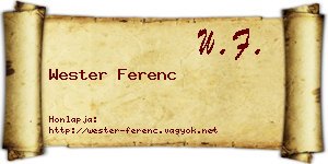 Wester Ferenc névjegykártya